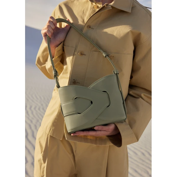 Polène Nodde in Olive Nodde in Olive - Shoulder & Crossbody Bags - Parisian Luxury Leather Bag at Luxury Shoes 