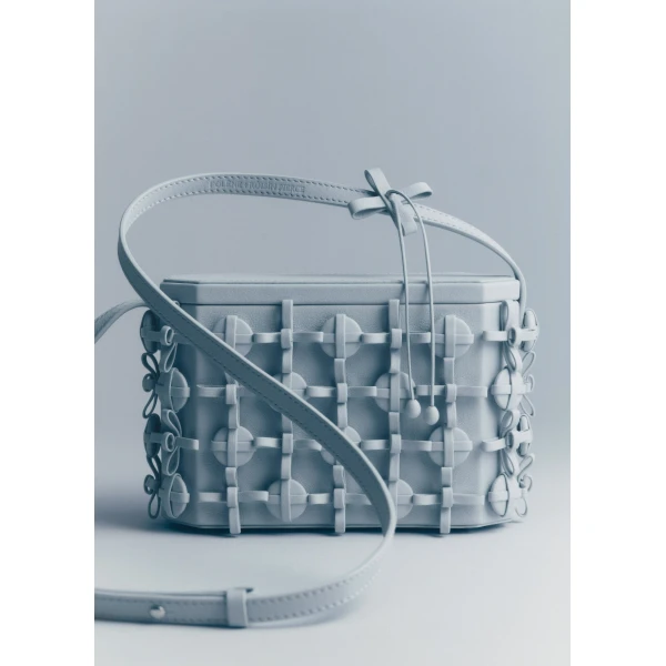 Polène Button Bow Box in Cloud Button Bow Box in Cloud - Clutch Bags - Parisian Luxury Leather Bag at Luxury Shoes 