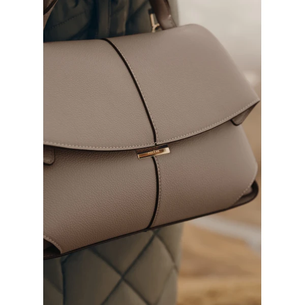 Polène Mokki in Taupe Mokki in Taupe - Shoulder & Crossbody Bags - Parisian Luxury Leather Bag at Luxury Shoes 