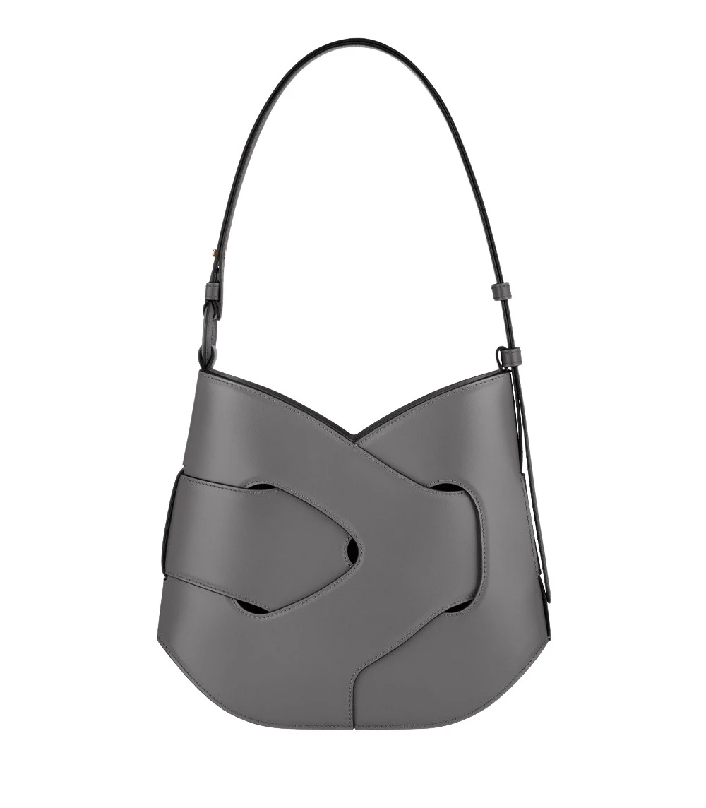 Grey-Nodde-Hobo-in-Stone-collection-coveti63323_nobg Polène Nodde Hobo in Stone Nodde Hobo in Stone - Shoulder & Crossbody Bags - Parisian Luxury Leather Bag at Luxury Shoes