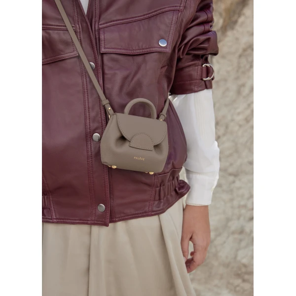 Polène Numéro Un Micro in Taupe Numéro Un Micro in Taupe - Mini Bags - Parisian Luxury Leather Bag at Luxury Shoes 
