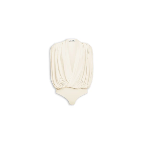 Alaïa Hooded Viscose Bodysuit - ALAÏA Hoodies - Laser Cut Luxury - Shop at Luxury Shoes 