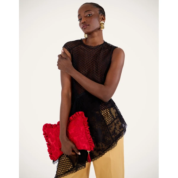 La DoubleJ Aura Top in Solid Black - Tops - Milanese Maximalist Fashion at Luxury Shoes 