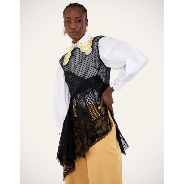 La DoubleJ Aura Top in Solid Black - Tops - Milanese Maximalist Fashion at Luxury Shoes 