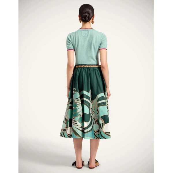La DoubleJ Ballerina Skirt in Blooming Tulip Placée Dark Green - Skirts - Milanese Maximalist Fashion at Luxury Shoes 