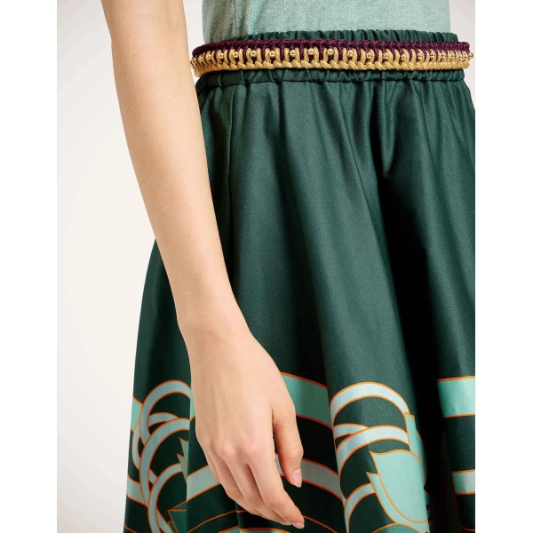 La DoubleJ Ballerina Skirt in Blooming Tulip Placée Dark Green - Skirts - Milanese Maximalist Fashion at Luxury Shoes 