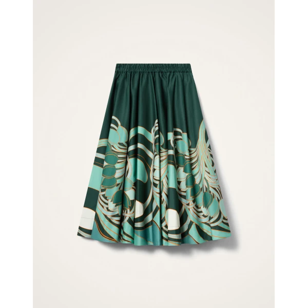 La DoubleJ Ballerina Skirt in Blooming Tulip Placée Dark Green - Skirts - Milanese Maximalist Fashion at Luxury Shoes 