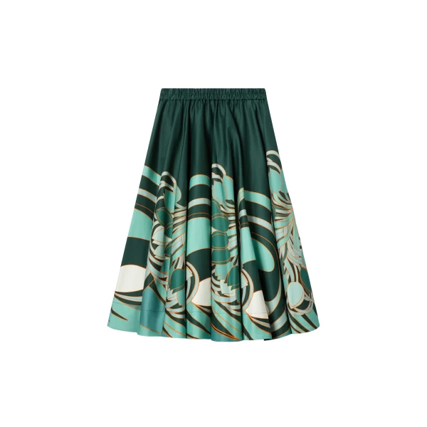La DoubleJ Ballerina Skirt in Blooming Tulip Placée Dark Green - Skirts - Milanese Maximalist Fashion at Luxury Shoes 