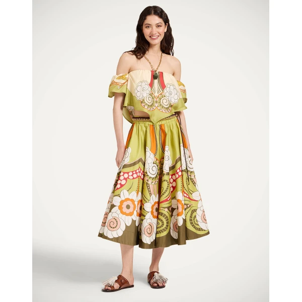 La DoubleJ Ballerina Skirt in Dragonfly Placée Green - Skirts - Milanese Maximalist Fashion at Luxury Shoes 