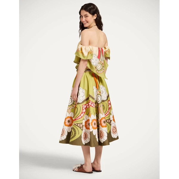 La DoubleJ Ballerina Skirt in Dragonfly Placée Green - Skirts - Milanese Maximalist Fashion at Luxury Shoes 
