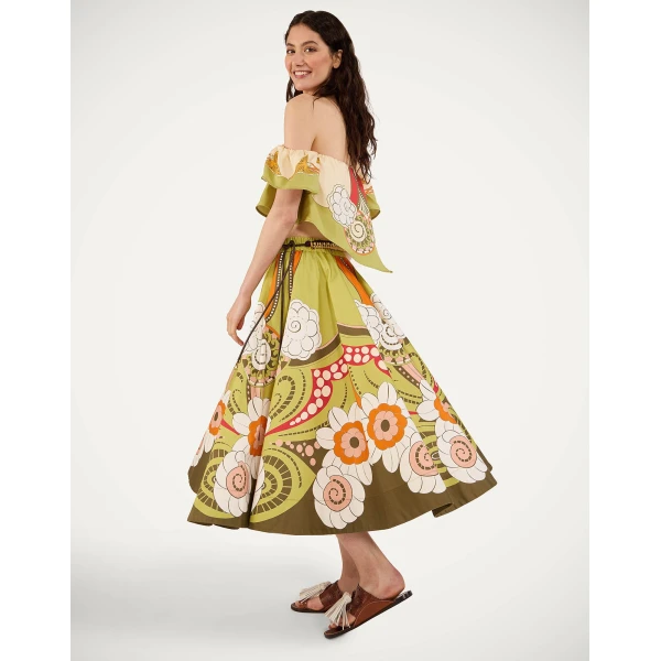 La DoubleJ Ballerina Skirt in Dragonfly Placée Green - Skirts - Milanese Maximalist Fashion at Luxury Shoes 