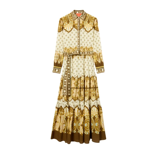 La DoubleJ Bellini Dress in Cocoon Placée Brown - Dresses - Milanese Maximalist Fashion at Luxury Shoes 