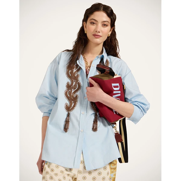 La DoubleJ Better Than Your Boyfriend's Shirt in Solid Light Blue - Tops - Milanese Maximalist Fashion at Luxury Shoes 
