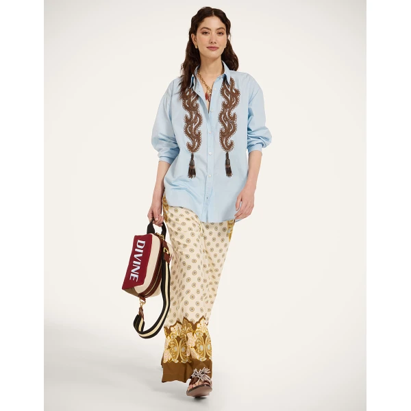 La DoubleJ Better Than Your Boyfriend's Shirt in Solid Light Blue - Tops - Milanese Maximalist Fashion at Luxury Shoes 