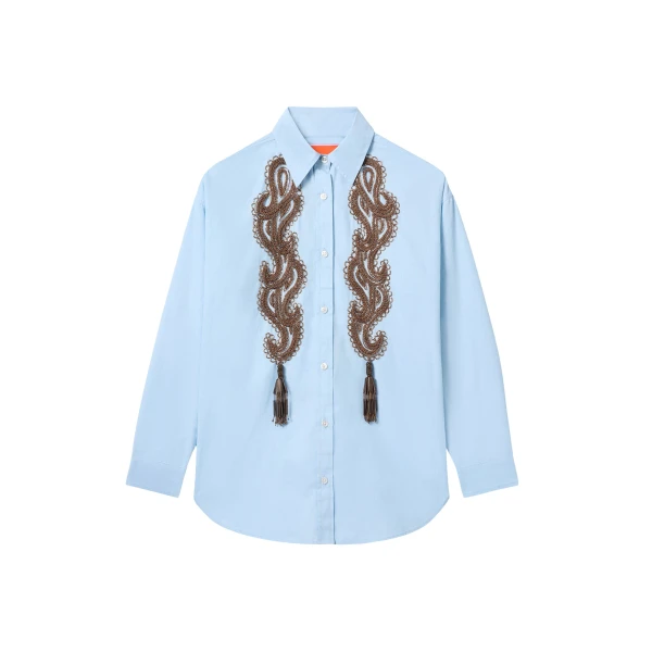 La DoubleJ Better Than Your Boyfriend's Shirt in Solid Light Blue - Tops - Milanese Maximalist Fashion at Luxury Shoes 