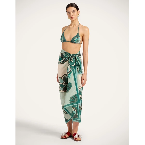 La DoubleJ Bikini Top in Blooming Tulip Placée Mint - Beachwear - Milanese Maximalist Fashion at Luxury Shoes 