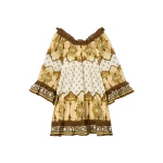 La DoubleJ Boho Mini Dress in Cocoon Placée Brown - Dresses - Milanese Maximalist Fashion at Luxury Shoes 