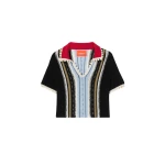 La DoubleJ Bowling Polo in Multicolor Black & Blue - Knitwear - Milanese Maximalist Fashion at Luxury Shoes 