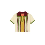 La DoubleJ Bowling Polo in Multicolor Ivory & Yellow - Knitwear - Milanese Maximalist Fashion at Luxury Shoes 