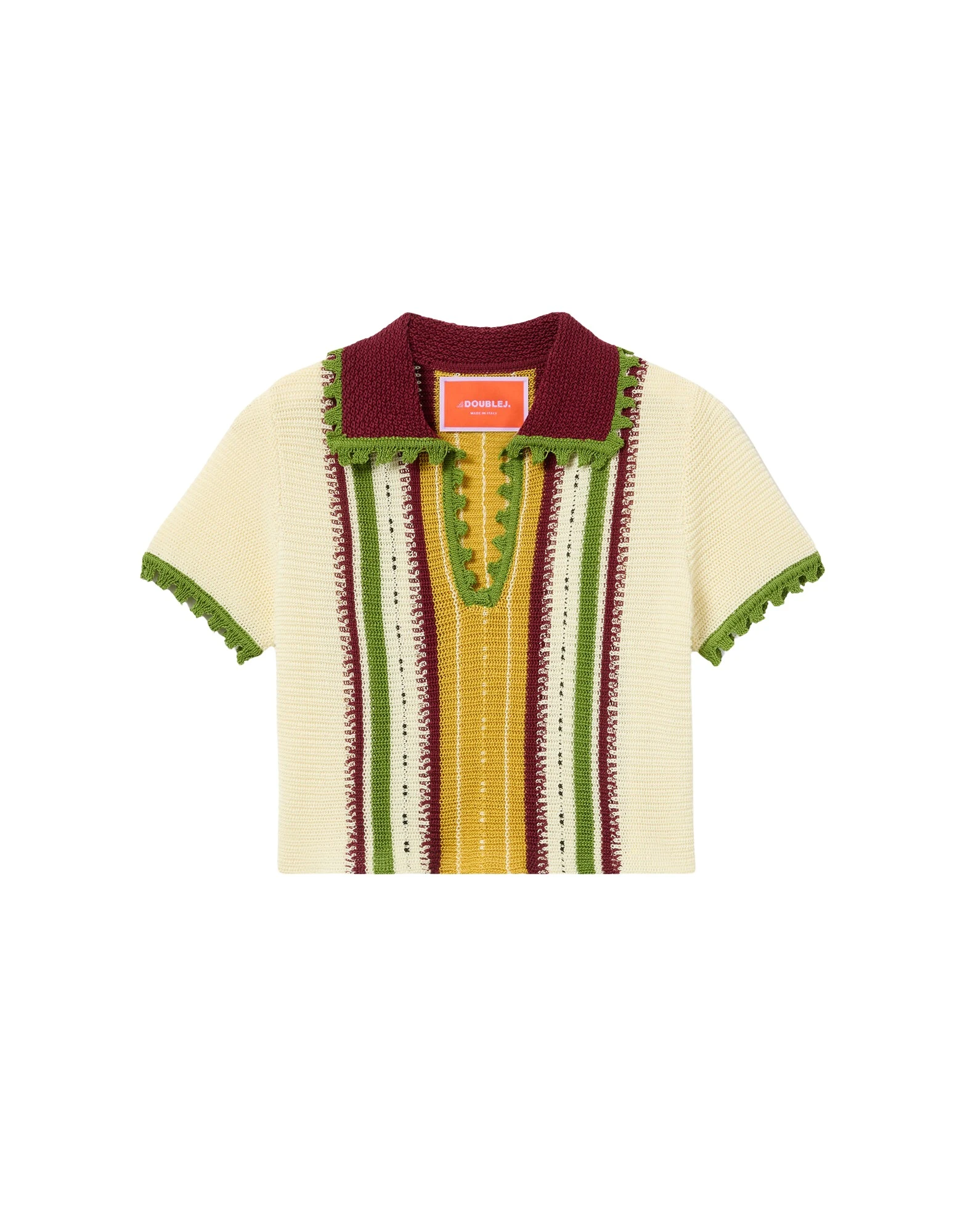 La-DoubleJ-Bowling-Polo-in-Multicolor-Ivory-Yellow78653_nobg La DoubleJ Bowling Polo in Multicolor Ivory & Yellow - Knitwear - Milanese Maximalist Fashion at Luxury Shoes