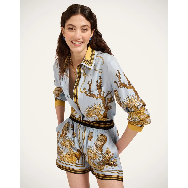 La DoubleJ Boy Shirt in Oceania Placée Light Blue - Tops - Milanese Maximalist Fashion at Luxury Shoes 