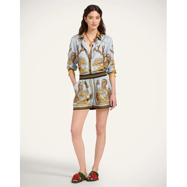 La DoubleJ Boy Shirt in Oceania Placée Light Blue - Tops - Milanese Maximalist Fashion at Luxury Shoes 