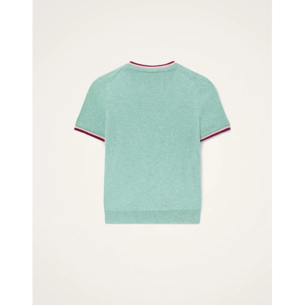 La DoubleJ Busy-Bee Tee in Solid Turquoise - Knitwear - Milanese Maximalist Fashion at Luxury Shoes 