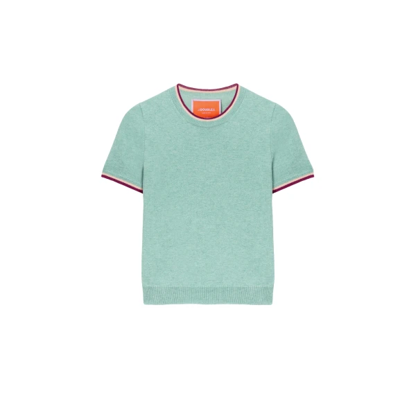 La DoubleJ Busy-Bee Tee in Solid Turquoise - Knitwear - Milanese Maximalist Fashion at Luxury Shoes 