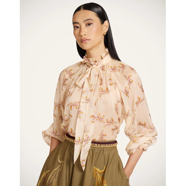 La DoubleJ Cerere Blouse in Farfalla Buttercream - Tops - Milanese Maximalist Fashion at Luxury Shoes 