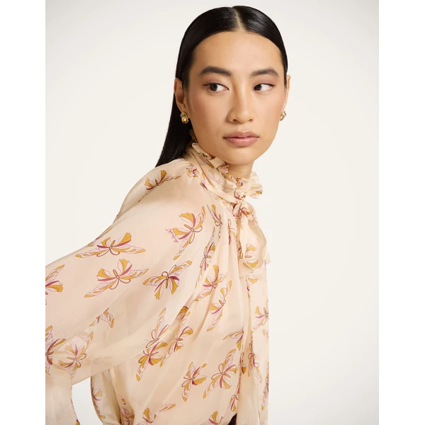 La DoubleJ Cerere Blouse in Farfalla Buttercream - Tops - Milanese Maximalist Fashion at Luxury Shoes 