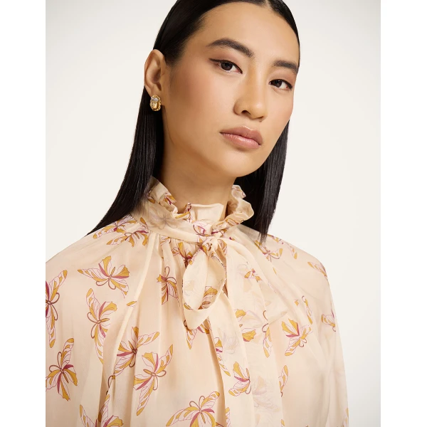 La DoubleJ Cerere Blouse in Farfalla Buttercream - Tops - Milanese Maximalist Fashion at Luxury Shoes 