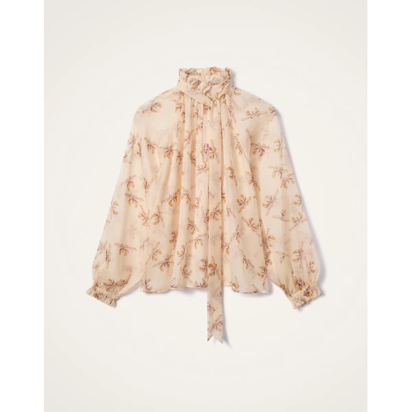 La DoubleJ Cerere Blouse in Farfalla Buttercream - Tops - Milanese Maximalist Fashion at Luxury Shoes 