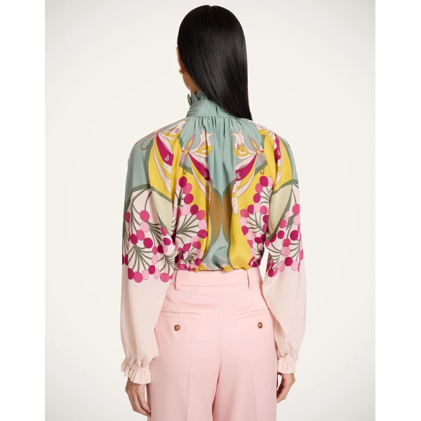 La DoubleJ Cerere Blouse in Florette Placée Fuchsia - Tops - Milanese Maximalist Fashion at Luxury Shoes 