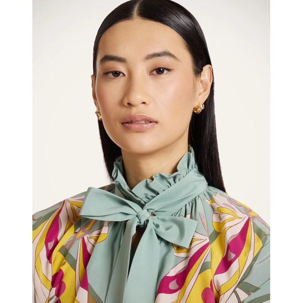 La DoubleJ Cerere Blouse in Florette Placée Fuchsia - Tops - Milanese Maximalist Fashion at Luxury Shoes 