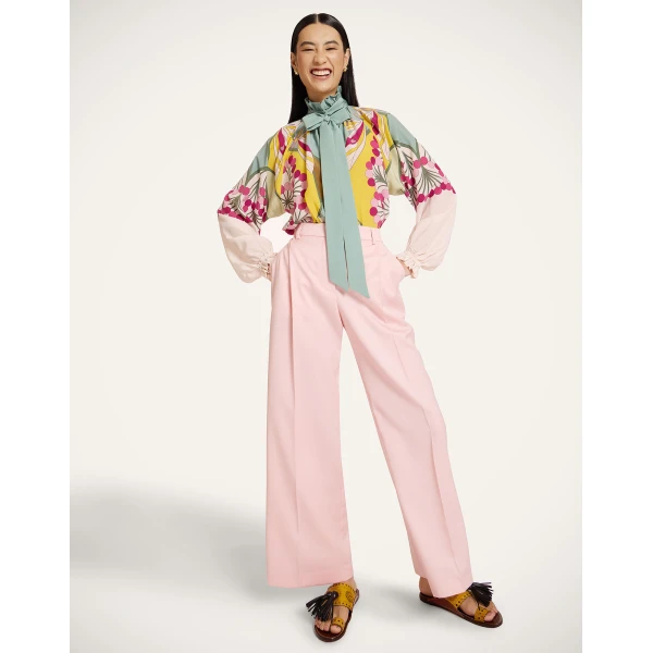 La DoubleJ Cerere Blouse in Florette Placée Fuchsia - Tops - Milanese Maximalist Fashion at Luxury Shoes 