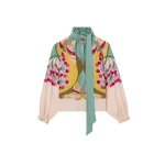 La DoubleJ Cerere Blouse in Florette Placée Fuchsia - Tops - Milanese Maximalist Fashion at Luxury Shoes 