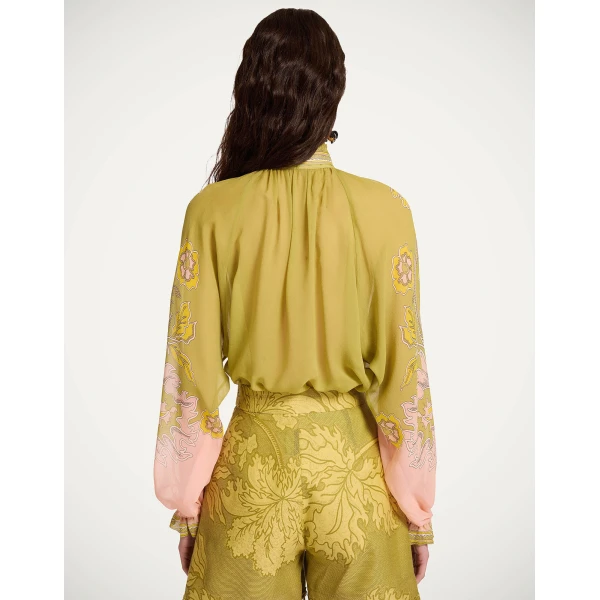 La DoubleJ Cerere Blouse in Swathe Placée Green - Tops - Milanese Maximalist Fashion at Luxury Shoes 