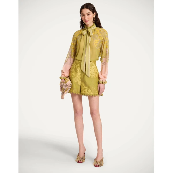 La DoubleJ Cerere Blouse in Swathe Placée Green - Tops - Milanese Maximalist Fashion at Luxury Shoes 