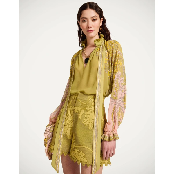 La DoubleJ Cerere Blouse in Swathe Placée Green - Tops - Milanese Maximalist Fashion at Luxury Shoes 