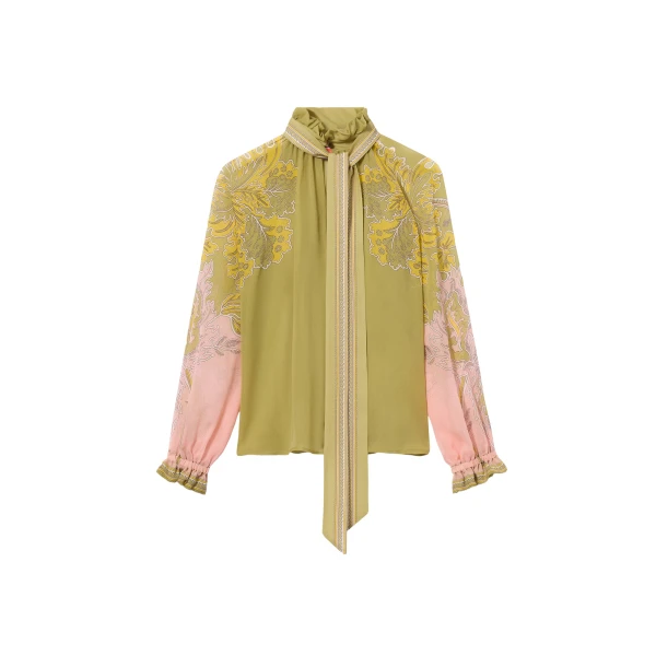 La DoubleJ Cerere Blouse in Swathe Placée Green - Tops - Milanese Maximalist Fashion at Luxury Shoes 