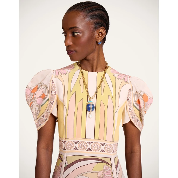 La DoubleJ Cherie Scarf Dress in Tulip Placée Pale Pink - Dresses - Milanese Maximalist Fashion at Luxury Shoes 