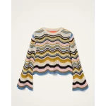 La DoubleJ Chevron Crop Sweater in Multicolor Geen & Pink - Knitwear - Milanese Maximalist Fashion at Luxury Shoes 