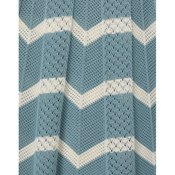 La DoubleJ Chevron Skirt in Color Block Blue & Ivory - Skirts - Milanese Maximalist Fashion at Luxury Shoes 