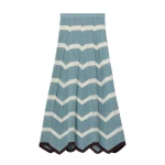 La DoubleJ Chevron Skirt in Color Block Blue & Ivory - Skirts - Milanese Maximalist Fashion at Luxury Shoes 