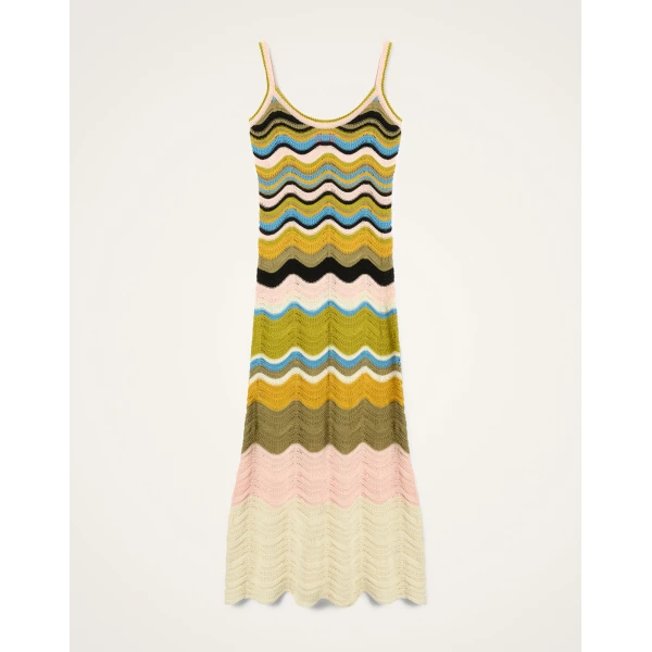 La DoubleJ Chevron Sundress in Multicolor Geen & Pink - Dresses - Milanese Maximalist Fashion at Luxury Shoes 