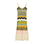 La DoubleJ Chevron Sundress in Multicolor Geen & Pink - Dresses - Milanese Maximalist Fashion at Luxury Shoes 