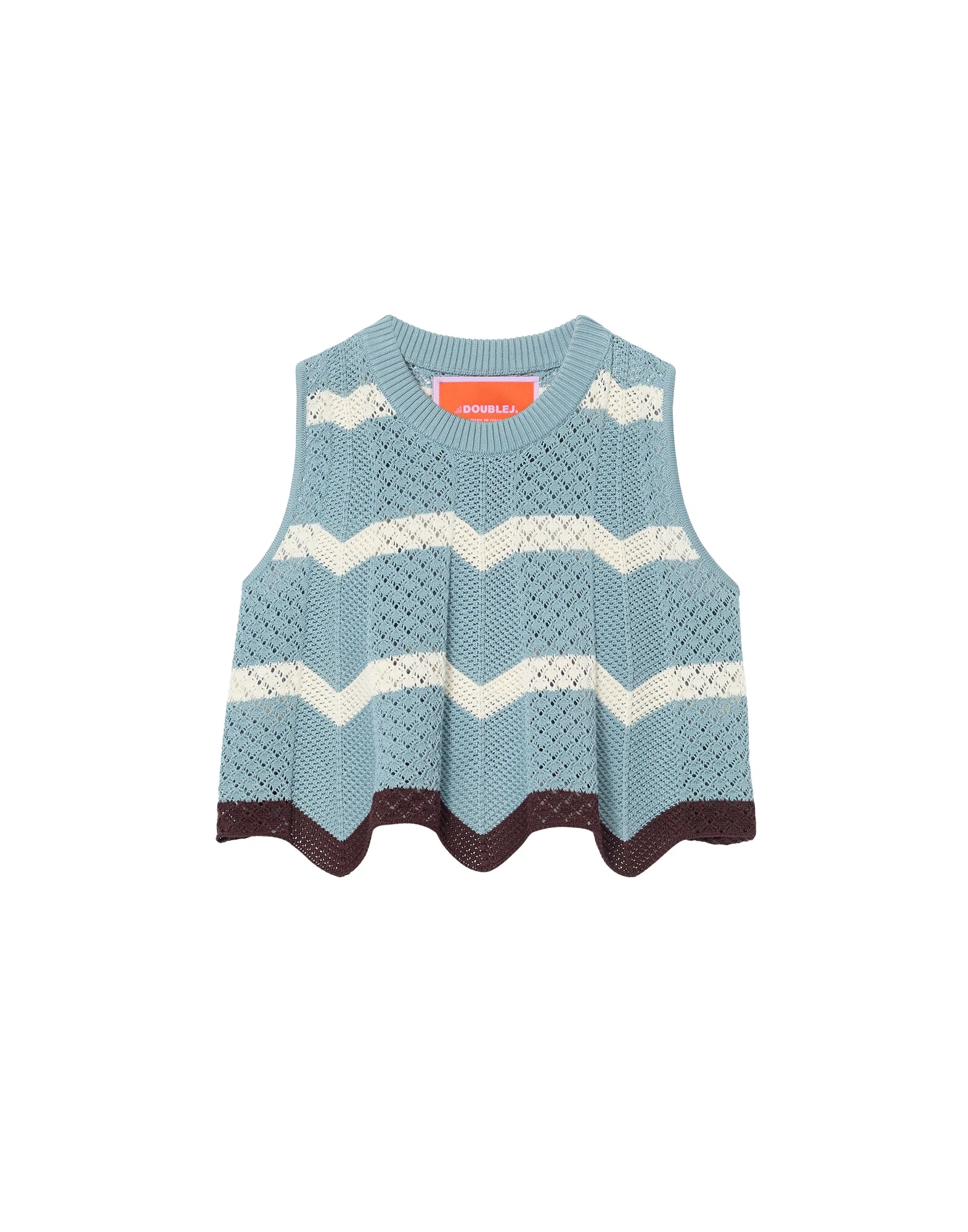 La-DoubleJ-Chevron-Top-in-Color-Block-Blue-Ivory16078_nobg La DoubleJ Chevron Top in Color Block Blue & Ivory - Knitwear - Milanese Maximalist Fashion at Luxury Shoes
