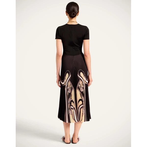 La DoubleJ Chignon Dress in Ambrosia Placée Black - Dresses - Milanese Maximalist Fashion at Luxury Shoes 