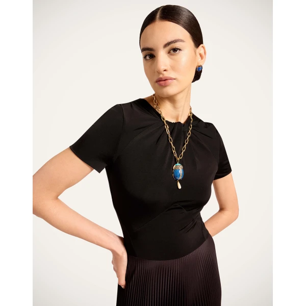 La DoubleJ Chignon Dress in Ambrosia Placée Black - Dresses - Milanese Maximalist Fashion at Luxury Shoes 