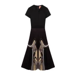 La DoubleJ Chignon Dress in Ambrosia Placée Black - Dresses - Milanese Maximalist Fashion at Luxury Shoes 
